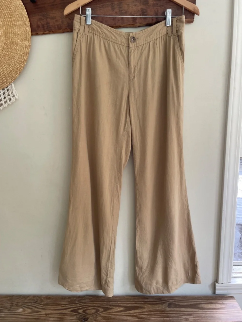 Banana Republic Neutral Linen Blend Pants 6 Y2K